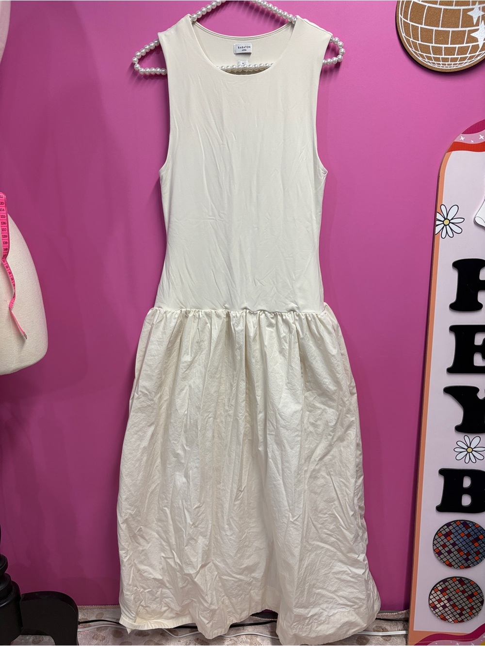 Aritzia Babaton Worldly Poplin Dress Cream - Picture 2 of 4